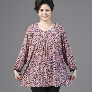 夏装 中老年冰丝上衣女胖妈妈装 加肥加大 T恤老奶奶女装 200斤特大码