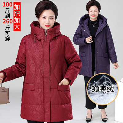 中老年羽绒服冬外套胖妈妈棉衣