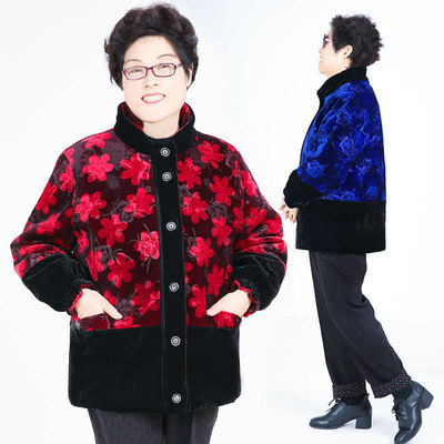 中老年女装棉服棉衣加肥加大码