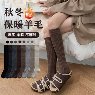 袜子女小腿袜秋冬款 加厚保暖及膝袜显瘦高筒袜冬天 羊毛厚袜子冬季