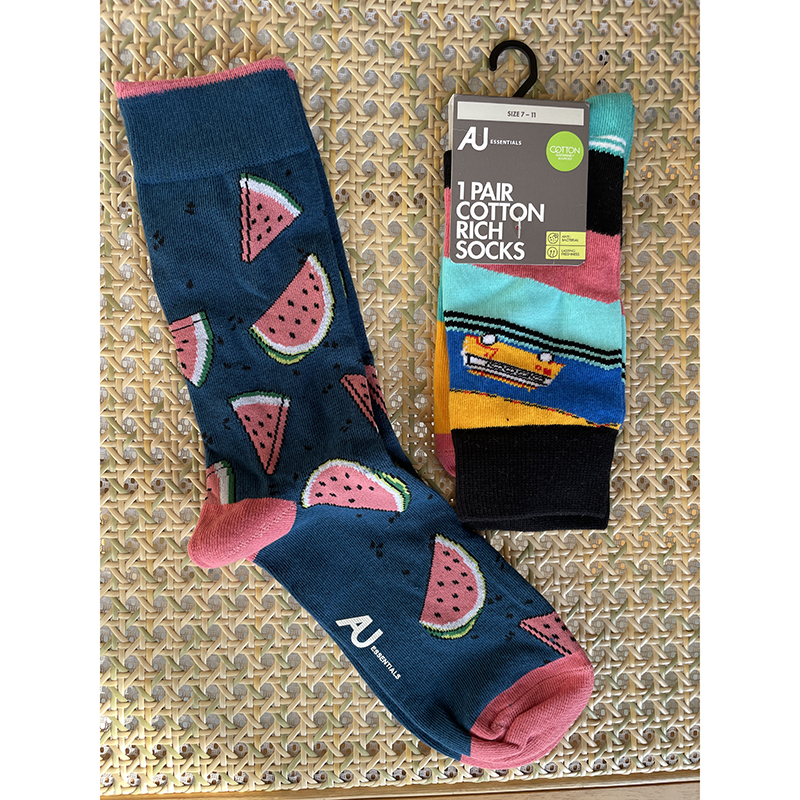 外贸出口美国订单西瓜卡通虎纹棉质男花袜子舒适吸汗ins情侣潮袜