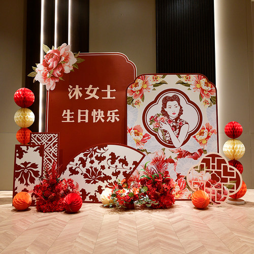 妈妈60岁生日装饰背景墙气球kt板