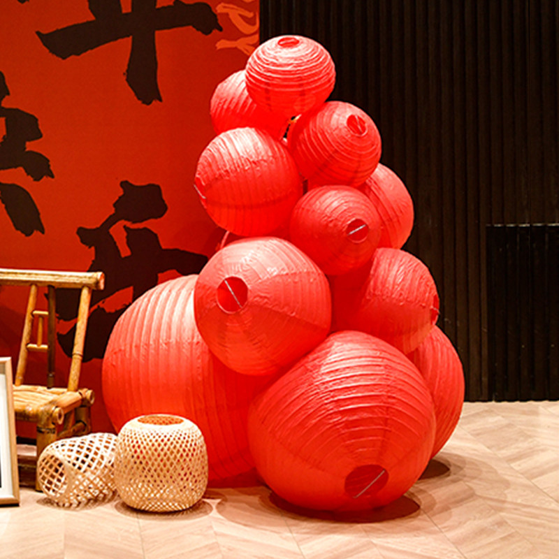 春节新年红色灯笼布置装饰开门氛围美陈商场超市客厅过年场景道具