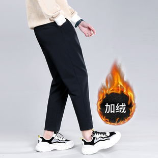加厚修身 小脚裤 春秋季 秋冬季 直筒运动裤 男休闲裤 薄款 男 加绒九分裤