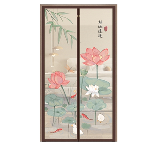 新款金刚网印画全磁条防蚊纱门帘