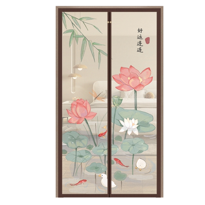 新款金刚网印画全磁条防蚊纱门帘