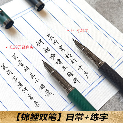 锦鲤钢笔巨好写极细0.28直暗尖笔记考试美工小弯尖瘦金体练字ef尖
