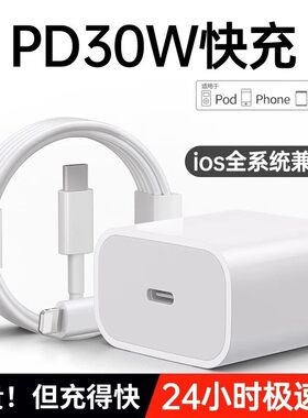 适用苹果18/17充电器头iphone16手机15pro/Duo插头13promax数据线14装16ipad闪充头30W快充编织线20W套装