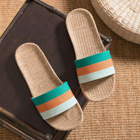 Four-season slippers, summer linen slippers, home silent slippers, men's cooling slippers, women's indoor high appearance level floor cooling slippers thumbnail 4