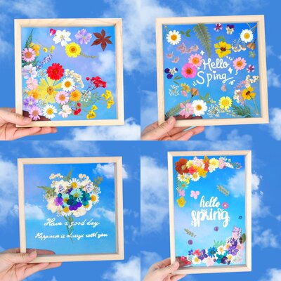 干花diy压花相框手工材料实木双面透明玻璃画框植物标本亚克力框