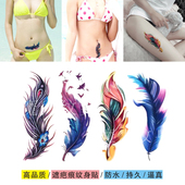 魔力 13厘米羽毛纹身贴肚子剖腹产遮疤痕性感彩色图案防水持久