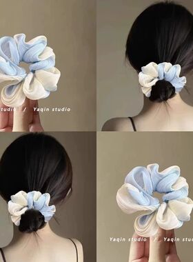 大肠发圈女发绳高级感头绳扎头皮筋蓝色韩国头花头饰发饰2025新款