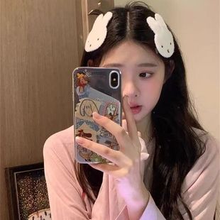 甜美自制米菲兔毛绒卡通发帖刘海贴甜美少女讹钱无痕魔术贴发饰