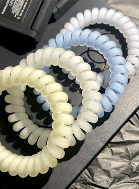 8根装!海盐蓝磨砂电话线发圈气质皮筋女头绳高弹力耐用无痕发绳