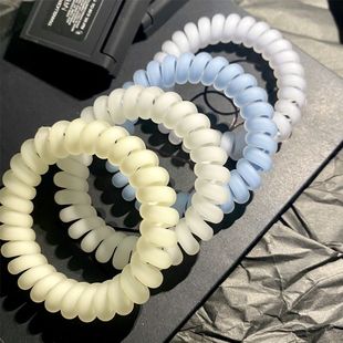8根装 海盐蓝磨砂电话线发圈气质皮筋女头绳高弹力耐用无痕发绳