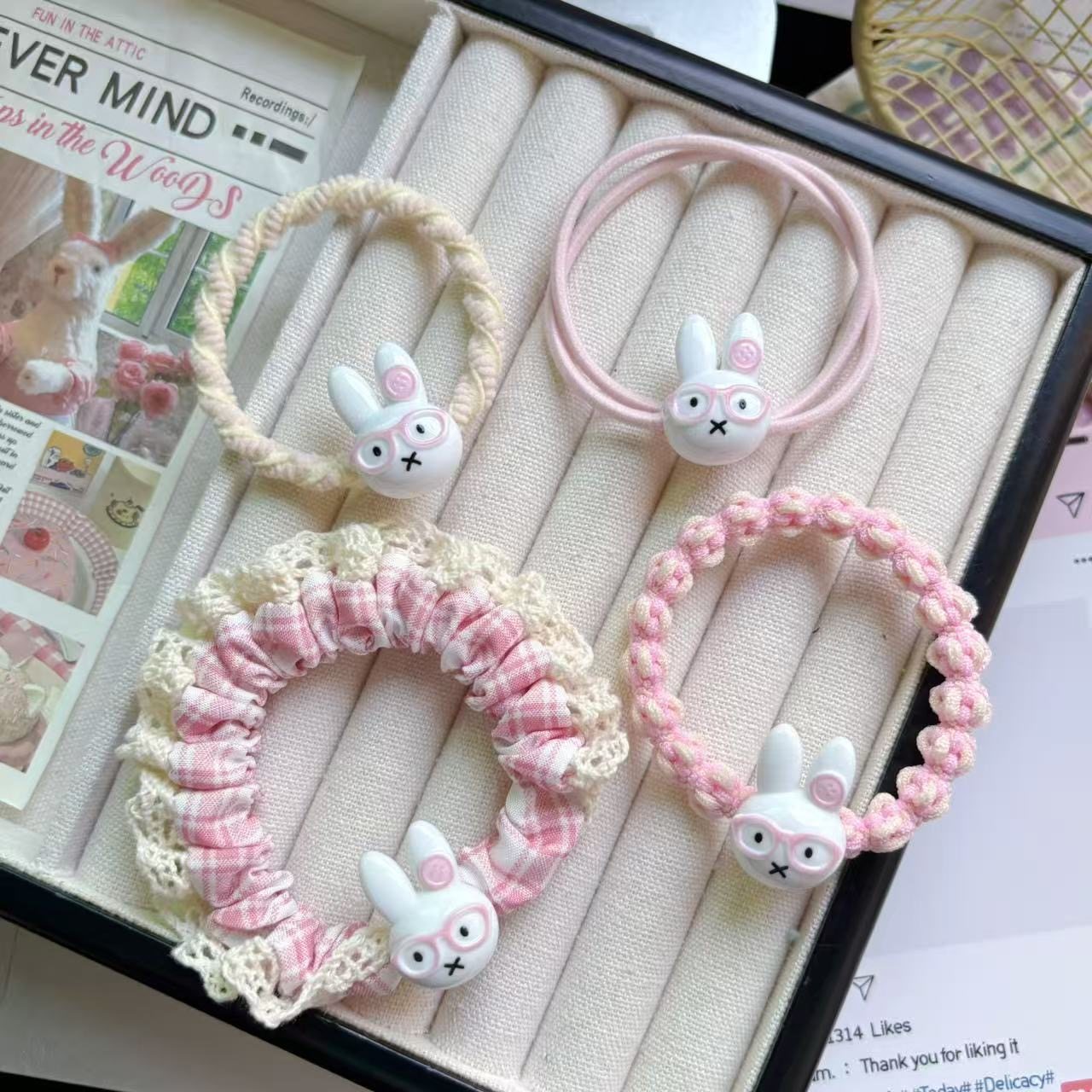 可爱眼镜米菲兔粉色发圈组合ins少女心超萌甜美情侣闺蜜发饰头绳,饰品/流行首饰/时尚饰品新,发饰,淘宝优惠券,粉丝福利购,淘宝优惠卷