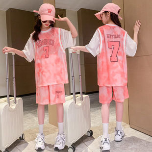 女童篮球服夏季儿童短袖球衣女生运动套装女孩速干衣训练服粉色潮