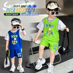 小童儿童男孩夏装 男童套装 新款 运动背心篮球服短袖 夏季 球衣两件套
