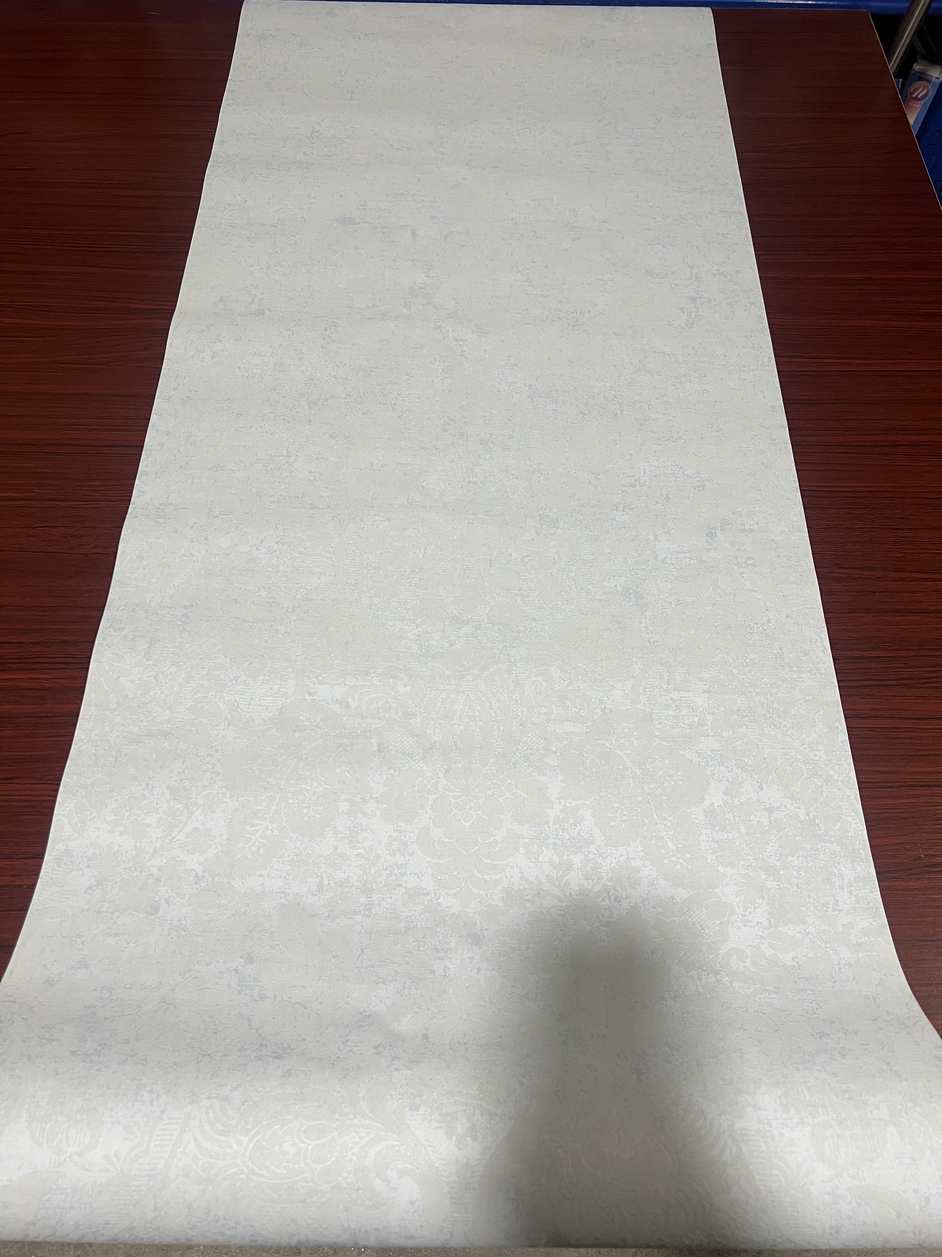 美式复古壁纸法式轻奢壁纸雾霾浅蓝淡雅暗花欧式大马士革满贴壁纸