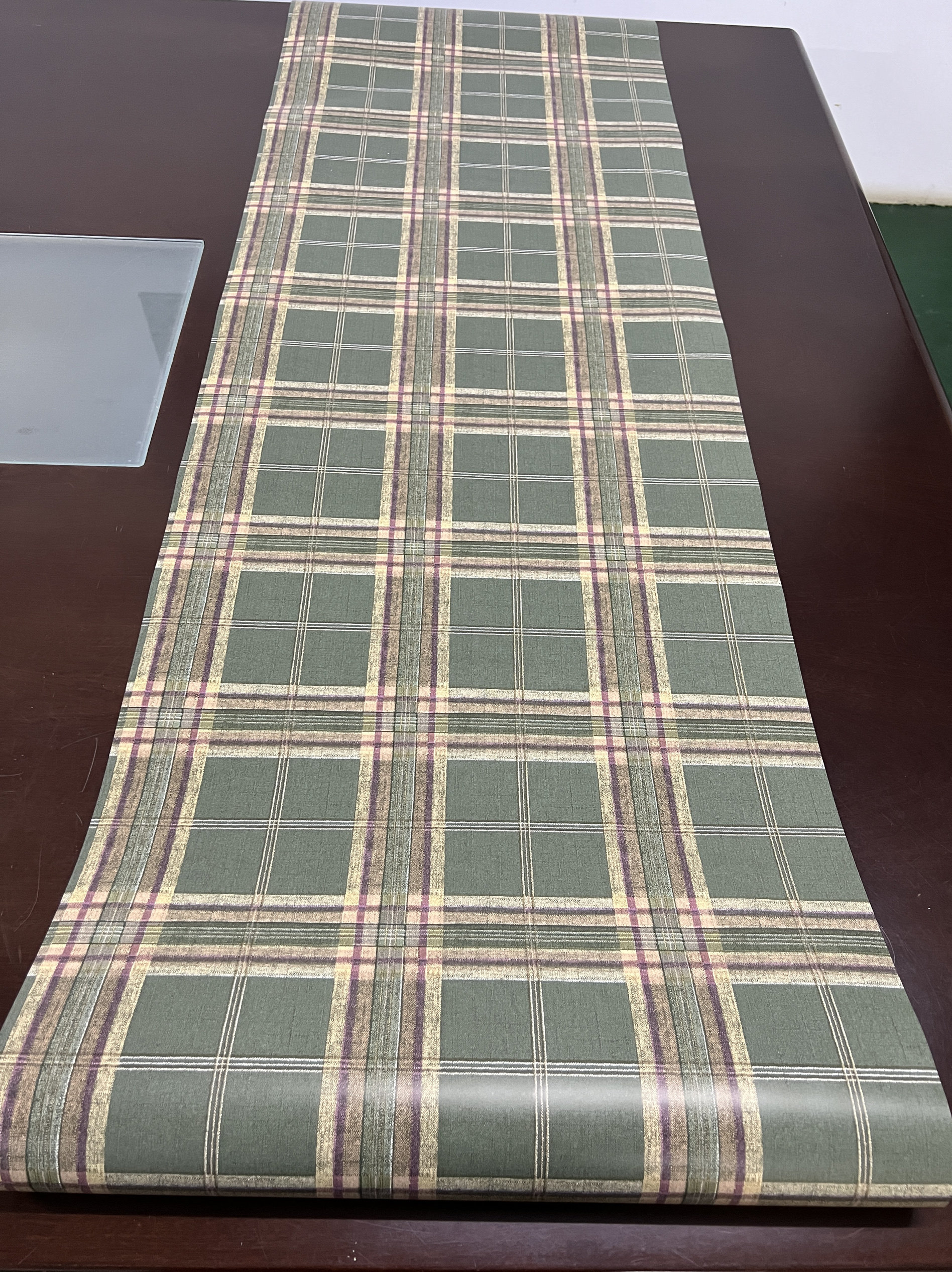 进口墙纸 绿色格子壁纸 苏格兰格子壁纸 纯纸壁纸 环保壁纸