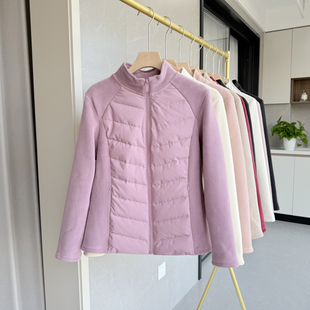 拼接保暖立领运动上衣内胆外套 时尚 轻薄短款 羽绒服女2025秋冬新款