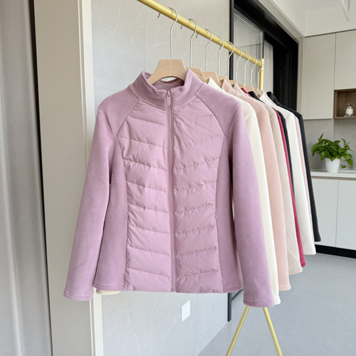 拼接羽绒外套女冬季加绒保暖上衣