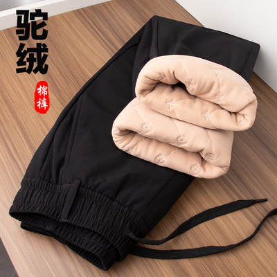 驼绒棉裤男冬季外穿加绒休闲裤