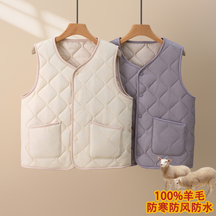 2025新款羊毛保暖马甲背心女内穿加绒加厚内胆坎肩秋冬男校服神器