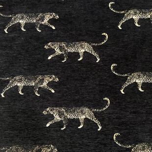 猎豹美洲豹色织提花黑色金丝雪尼尔软包餐椅沙发布抱枕布靠垫面料