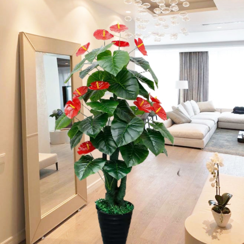 假树盆栽假花绿植塑料植物大型落地落地装饰装饰室内仿真红掌树