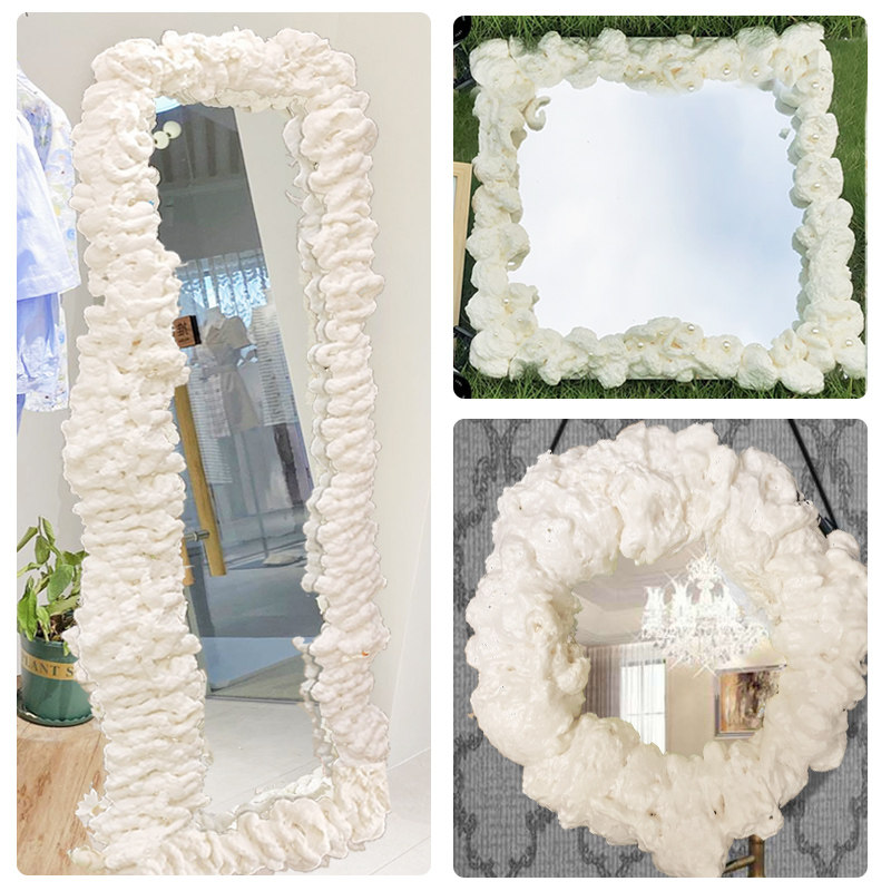 网红发泡胶diy小镜子装饰材料不规则云朵改造浴室墙面边框泡泡胶