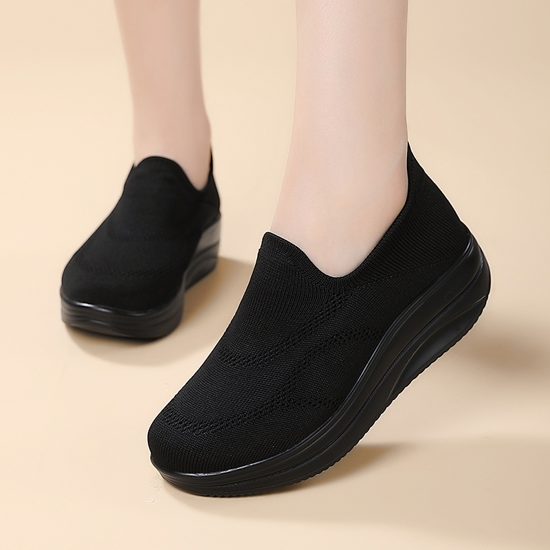 睿登休闲风坡跟厚底鞋透气防滑