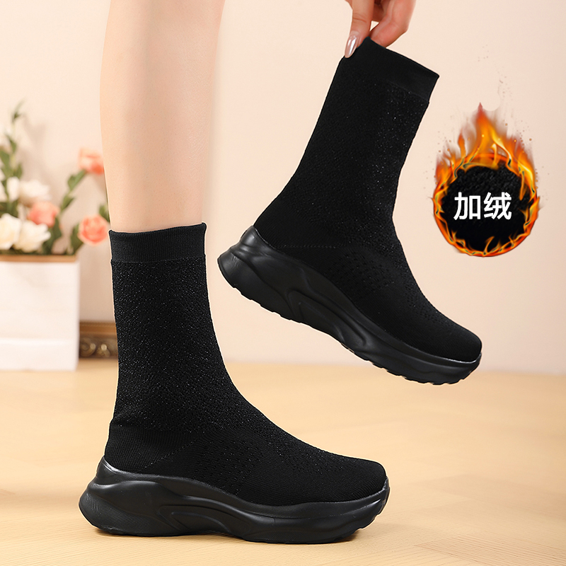 睿登松糕鞋袜子靴圆头