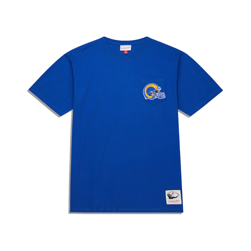 正品美潮 MITCHELL&NESS X NFL山羊联名Vintage复古口袋刺绣短袖