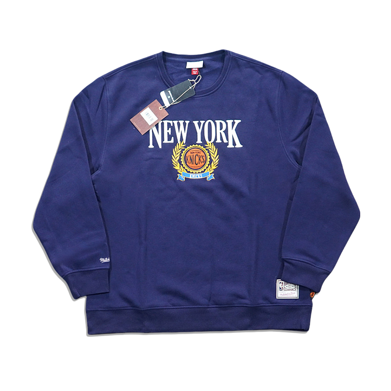 正品美潮 mitchell&ness X 篮球纽约尼克斯联名街头宽松抓绒卫衣