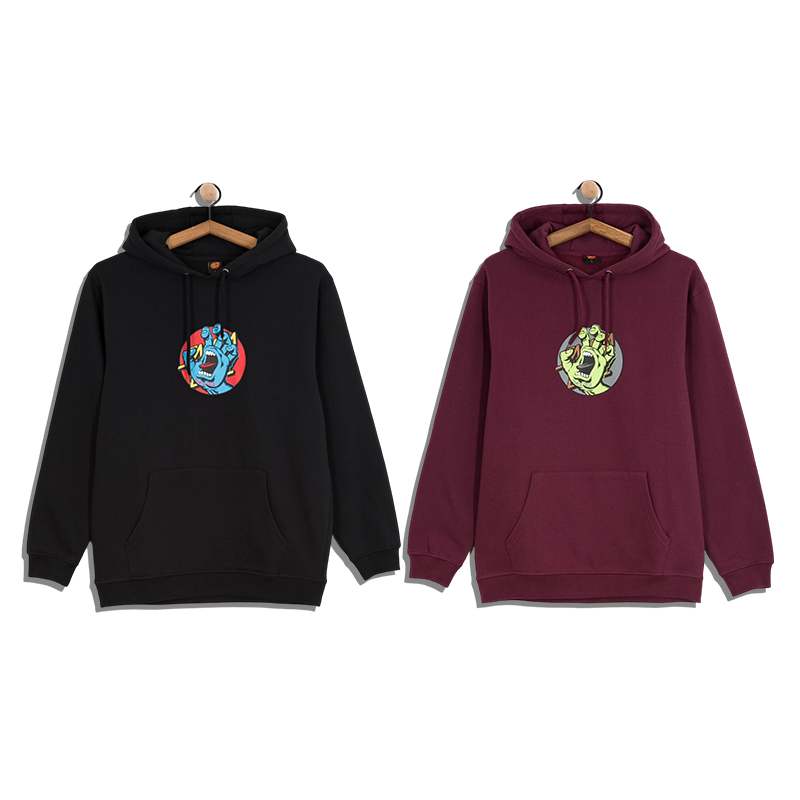 正品美潮滑板 SANTA CURZ 重磅面料鬼手印花套头连帽抓绒卫衣