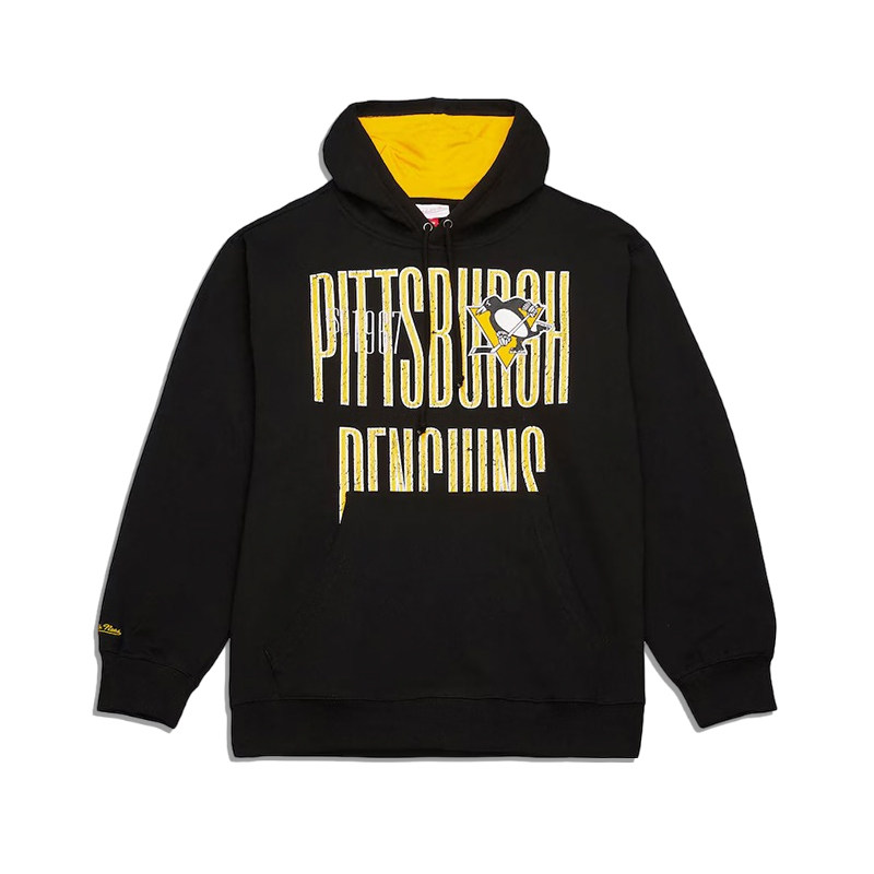 正品美潮 mitchell&ness X NHL匹兹堡企鹅联名街头休闲抓绒卫衣