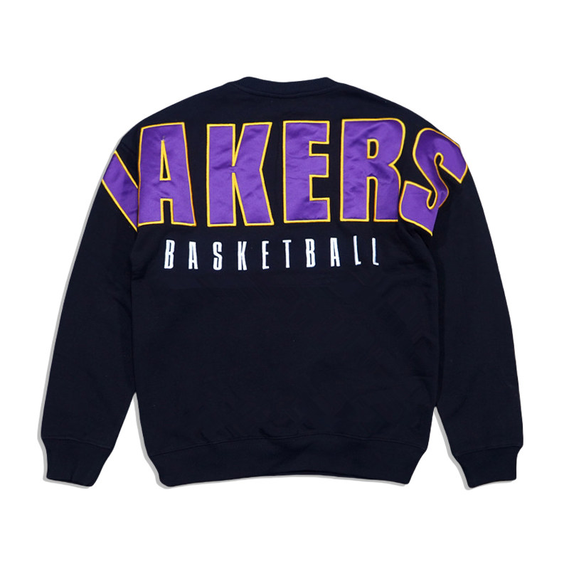 正品美潮 mitchell&ness X 篮球洛杉矶湖人队联名宽松抓绒卫衣