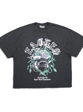 正品美潮 mitchell&ness X NFL费城老鹰纯棉水洗复古印花短袖T恤