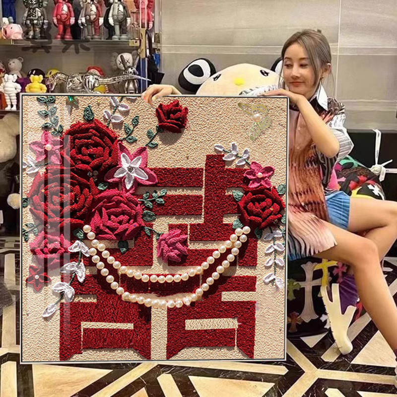 玫瑰喜字钻石画 画2025新款喜庆结婚手工礼物送新人十字绣贴画 画,居家布艺,钻石绣,淘宝优惠券,粉丝福利购,淘宝优惠卷