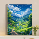 夏天 宫崎骏 卡通风景数字油画diy手绘画画填色油彩涂色填充画