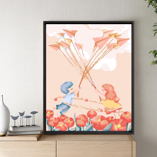 Dream Whale цифровой масляной живопись DIY Cartoon Animation Animation Hand -Painted Oil Color Painting Color Filling Beautiful Healing System Painting