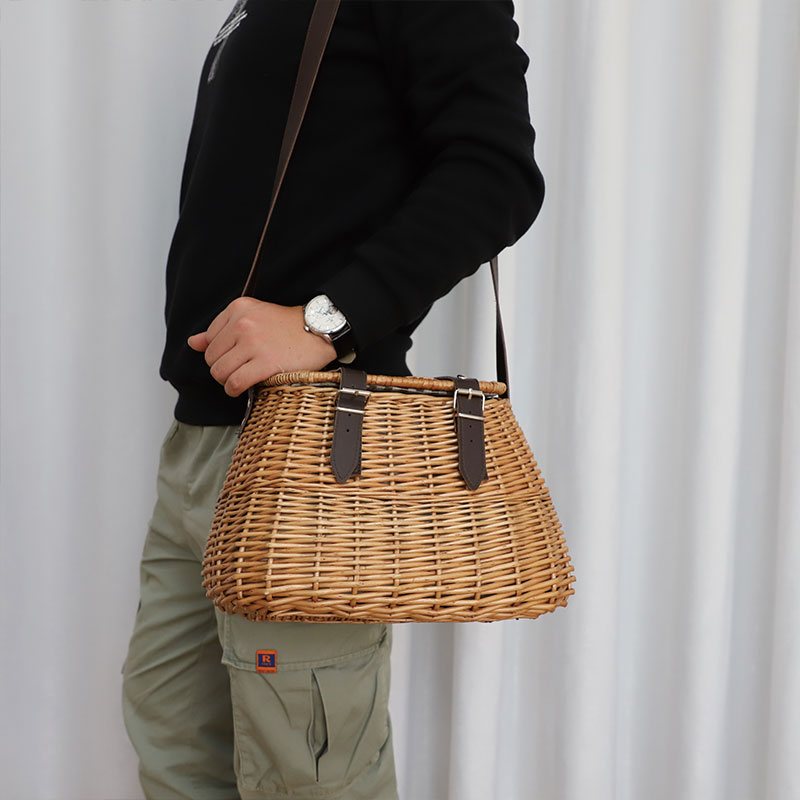 宜然家居收納籃柳編藤編手提包