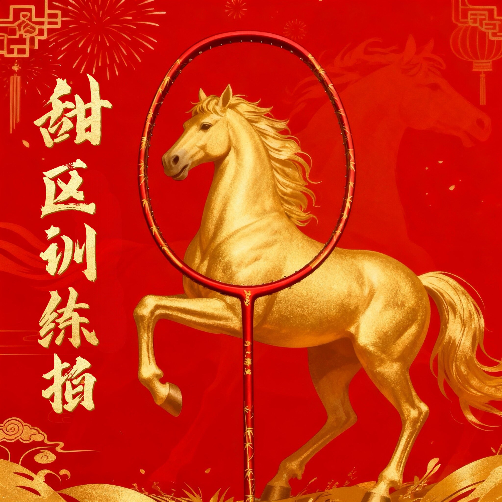 新年限定均衡型甜区训练拍全碳素超轻专业6U羽毛球拍迷你