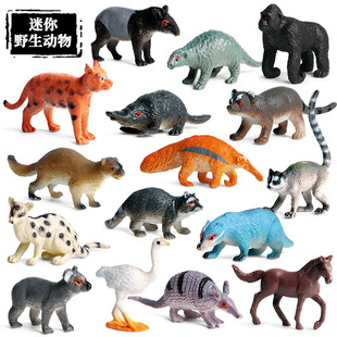 儿童仿真动物模型猩猩食蚁兽鸵鸟考拉浣熊马穿山甲犰狳玩具摆件