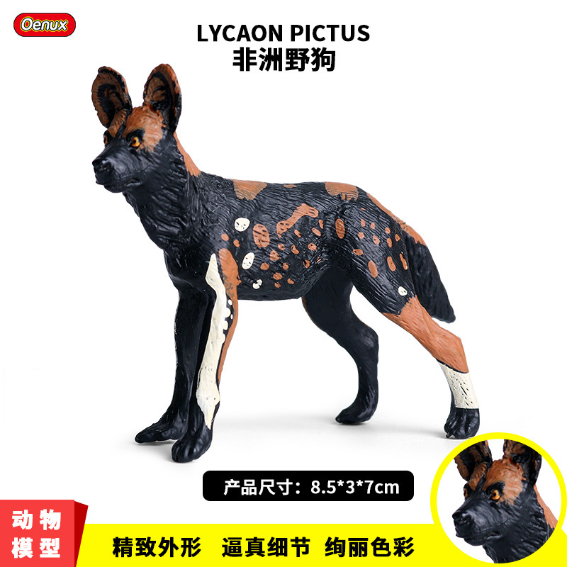仿真野生动物模型实心非洲野狗土狼猎狗模型儿童塑胶玩具摆件