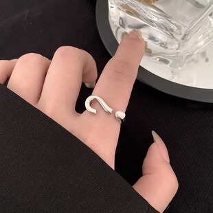 问号小众设计戒指简约ins潮冷淡风欧美开口可调节个性
