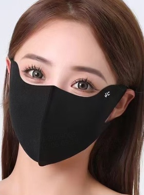 防晒口罩女2026新款高颜值全脸遮阳面罩夏天冰丝透气白色
