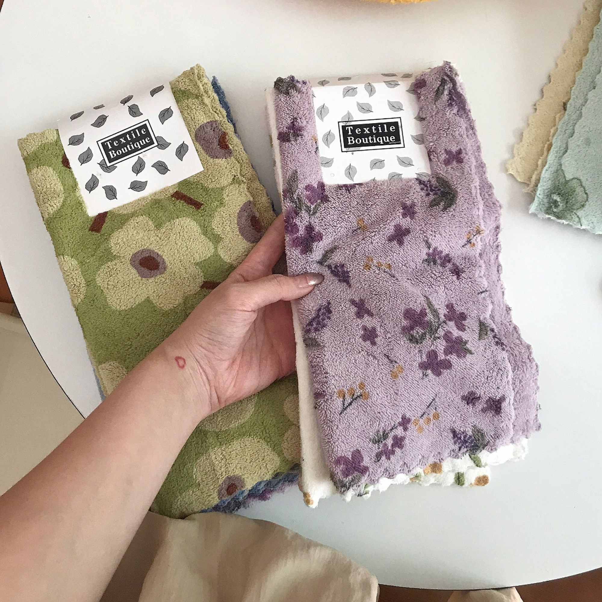 ins风卡通印花抹布珊瑚绒柔软加厚吸水不掉毛家用厨房洗碗布面巾