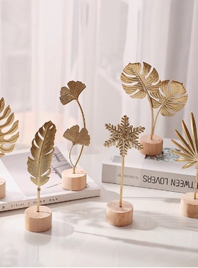北欧风铁艺银杏叶摆件创意家居客厅玄关酒柜装饰品